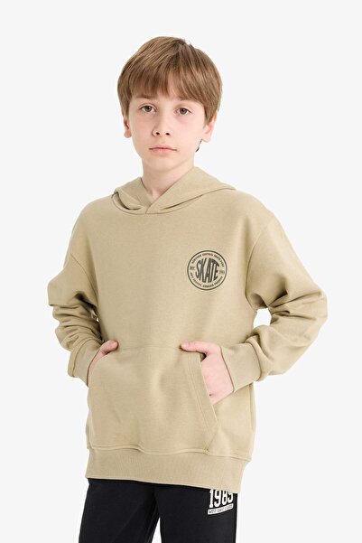 DeFacto Erkek Çocuk Kapüşonlu Baskılı Okul Sweatshirt E9572A825AU