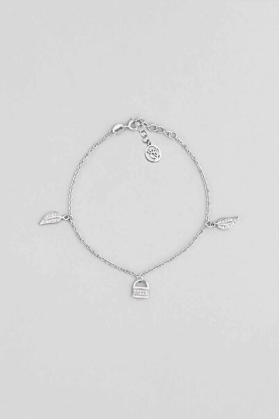 So CHIC... Sonbahar Rüzgarı 18 Ayar Beyaz Altın Kaplama 20 Cm Gümüş Minimal Bileklik