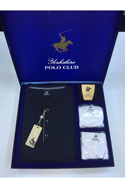 POLO CLUB 873 Men's Groom Long Sleeve Pajama Set Undershirt Boxer Socks Boxed Set