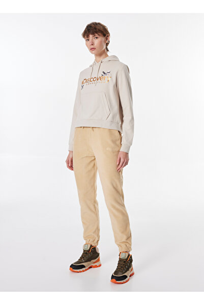 Discovery Expedition Bej Kadın Jogger Baskılı Eşofman Altı  D4WL-EA3087