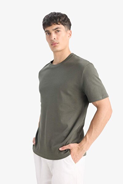 DeFacto 100% Cotton Regular Fit Crew Neck Basic Plain Short Sleeve T-Shirt E7961Ax25Au