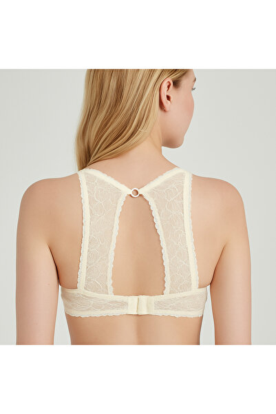 Pierre Cardin 2'li Ekonomik Paket Ekru Yeşil 6808 Rome Yarı Destekli Sırt Detay Dantelli Sütyen Set