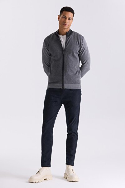 Jakamen Сірий трикотажний кардиган Slim Fit на блискавці