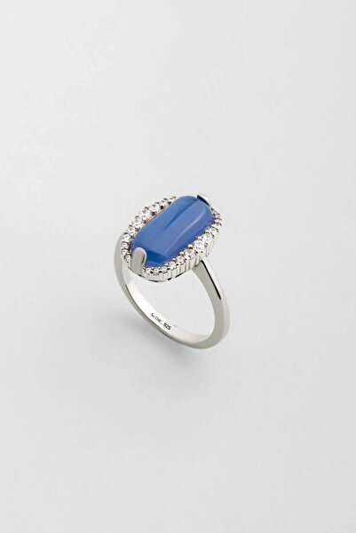 So CHIC... Mavi Rüya 18 Ayar Beyaz Altın Kaplama Gümüş Tasarım Yüzük