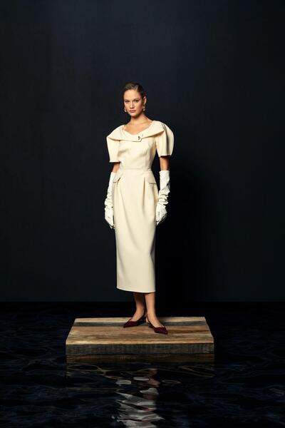 KAMEYA Dress with Draped Shoulder Detail