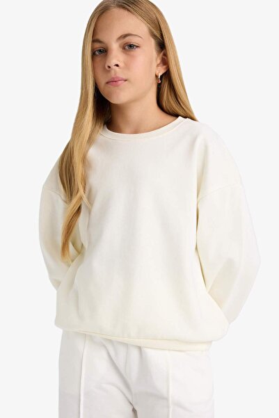 DeFacto Kız Çocuk Okul Relax Fit Bisiklet Yaka Baskılı 2'li Sweatshirt E6474A825AU