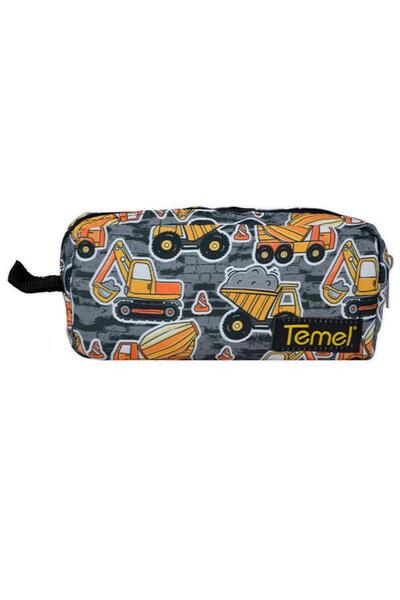 Temel حقيبة أقلام رصاص رمادية منقوشة ذات تصميم عملي