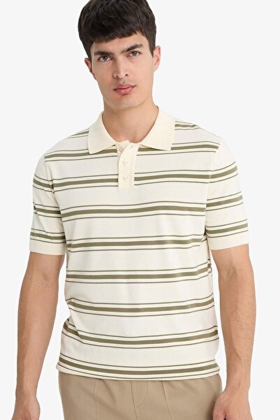 DeFacto Striped Polo Neck Knitwear Short Sleeve T-Shirt F6331Ax25Sm