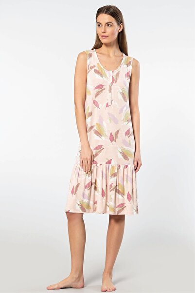 TÜREN Γυναικείο νυχτικό με λουράκια 3386/Πούδρα