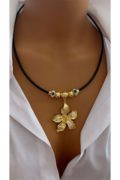 Nevaa Still Altın Kamlama Charm Tasarım Çoklu Trend Deri Kolye Güncel model