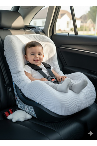 Joyous Mom Kids 4 Layer Muslin Baby Car Seat Cover Elastic 100% Cotton Organic Car Seat Cover