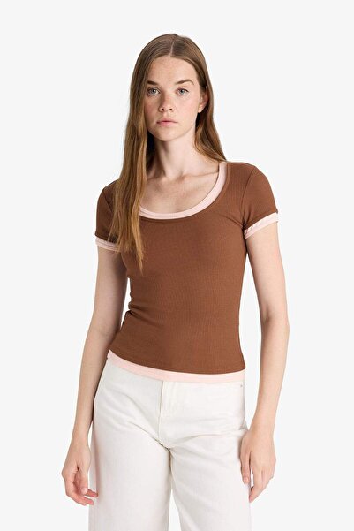 DeFacto Μπλουζάκι με κοντό μανίκι με λαιμόκοψη U F8743AX25AU