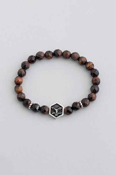 So CHIC... Attilanın Kılıcı Gümüş Kaplan Gözü Taşlı Ayarlanabilir Erkek Bileklik