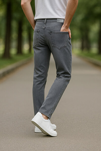 Xcedy Ανδρικό κλασικό γκρι παντελόνι - ψηλόμεσο, 5 τσέπες, εύκαμπτα πόδια σωλήνα C366