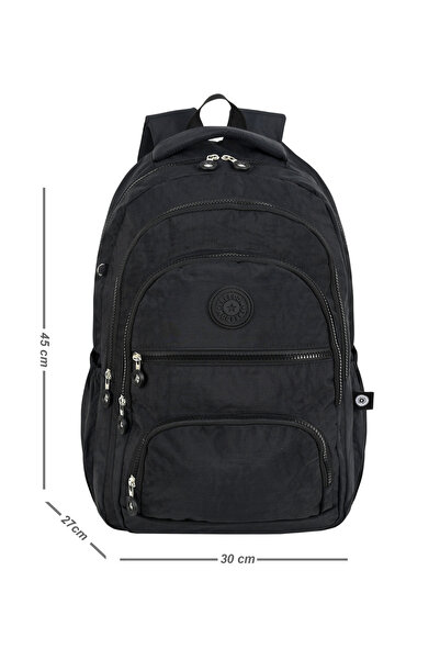 Çantaland 2'lİ Set Lüx Krinkıl Kumaş Lise Ve Ortaokul Sırt Çantası + Kalemlik, Maymun Anahtarlık Hediyeli