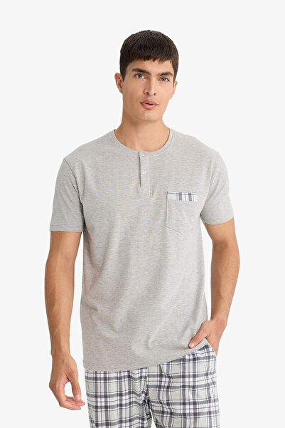 DeFacto Pijama Takımı Regular Fit Kısa Kollu Üst Kareli Şort E7185AX25HS