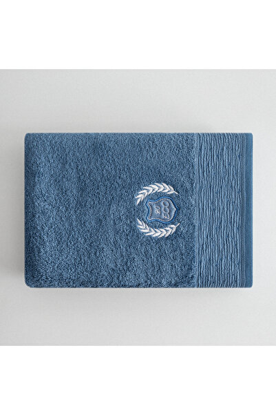 Ecocotton Глибокий банний рушник 100% органічна бавовна з вишивкою темно-синій 80x150 см