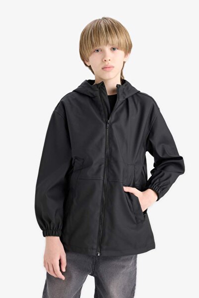 DeFacto Boy's Waterproof Hooded Zippered Raincoat E7369A825Au