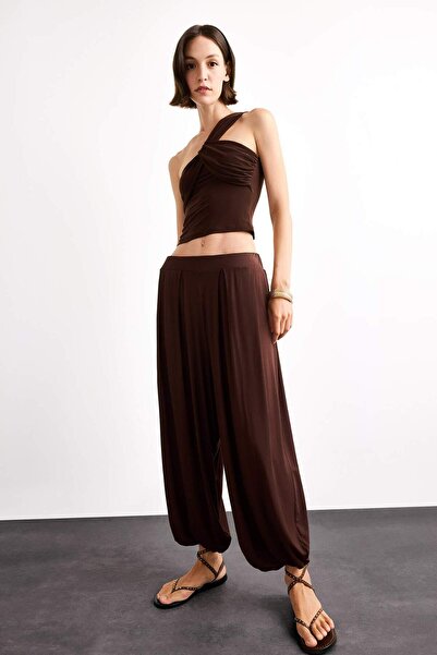 DeFacto Baggy Fit Normal Waist Jogger Leg Ankle Length Modal Trousers G0671Ax25Sm