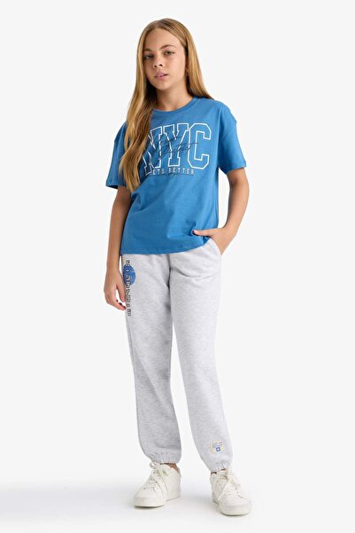 DeFacto Tricou cu mânecă scurtă imprimat pentru fete, cu decolteu relaxat, G0469A825AU