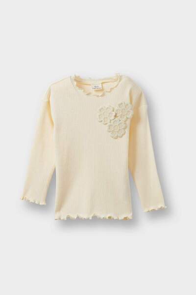 DeFacto Baby Girl Standard Fit Floral Ribbed Camisole Long Sleeve T-Shirt G1372A525Au