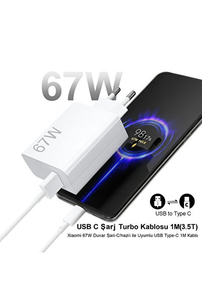 qasul 67W Turbo Sayaçlı Süper Hızlı Şarj Cihazı iPhone Samsung Xiaomi Laptop Uyumlu