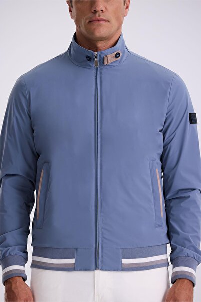 Jakamen Palton de sezon albastru, cu guler vertical, cu croială relaxată