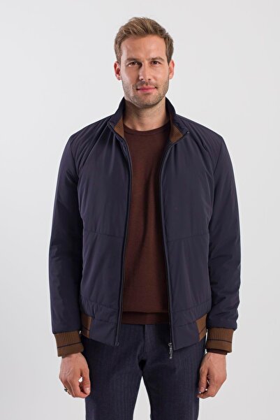 Jakamen Lacivert Comfort Fit Dik Yaka Mont