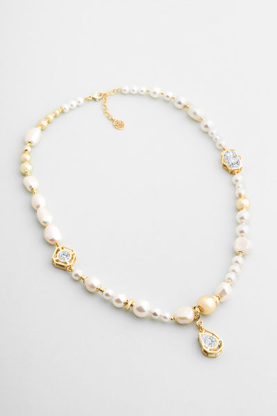 So CHIC... Diana 18 Ayar Sarı Altın Kaplama 48 Cm Gümüş İnci Kolye