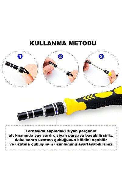 DailyTech 115 In 1 Hassas Sarı Çoklu Tornavida Seti El Alet Takımı