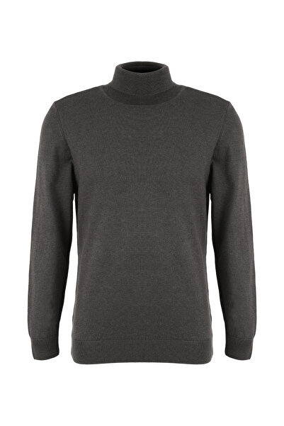 Fabrika Antrasit Melanj Erkek Tam Balıkçı Yaka Basic Kazak F4WM-KZK 2845