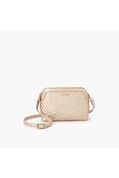 Flora Bella by Shoexpress حقيبة كروس بودي مبطنة بحزام قابل للفصل وسحاب للإغلا...