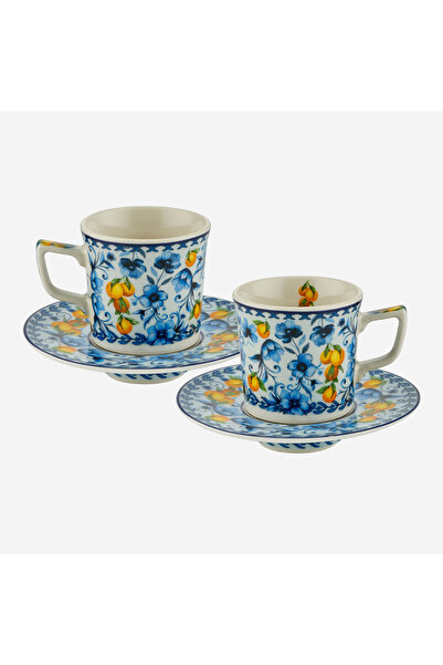 CHIARA ALESSI Arancia Mavi Porselen Kahve Fincan Seti 120 Ml