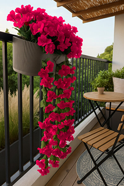 LUZAB Plastik Balkon Saksıda Taş Yosunlu Begonvil Çiçek Menekşe Sarmaşık Çiçeği Sarkan Cafe Fuşya