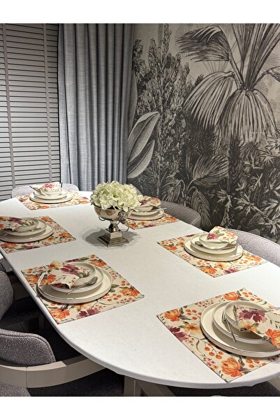 Heriya 6 منديل كتان بنمط ياسمين - خدمة أمريكية، 45x30-30x30