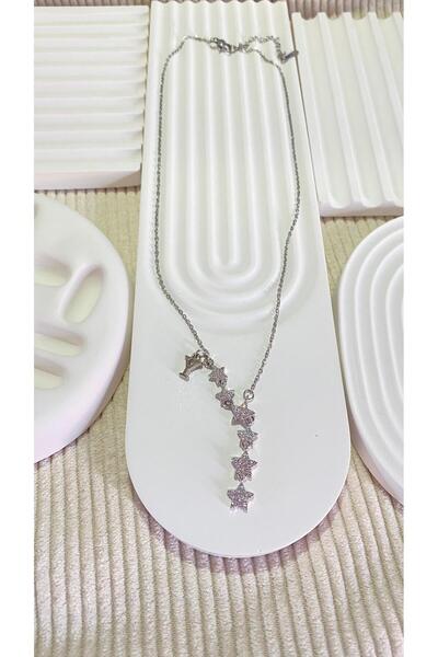 bijoux uniques Kayan Yıldız Y Harfli Çelik Kolye