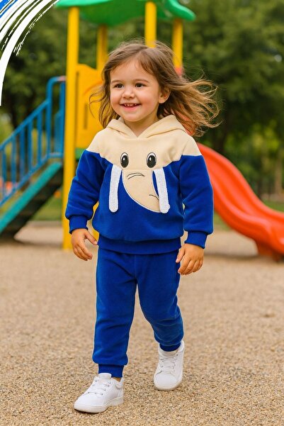 Nex Moda Fil Figürlü Kapüşonlu Unisex Polar Kışlık Alt Üst Takım