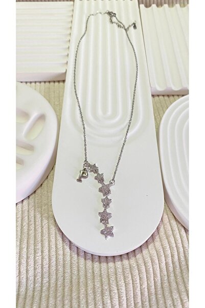bijoux uniques Kayan Yıldız P Harfli Çelik Kolye
