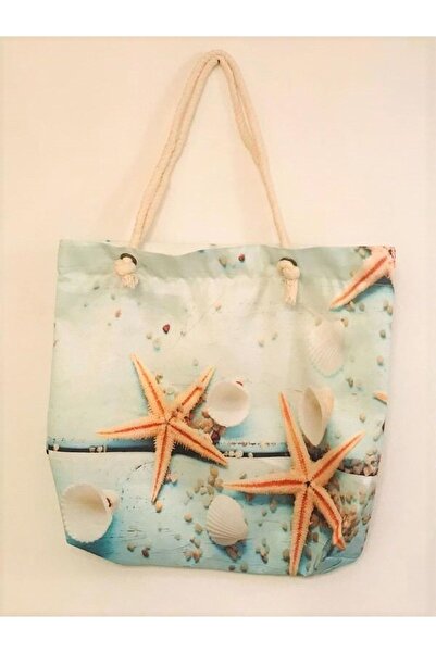 BERG - Zippered Seashell Patterned Beach Bag