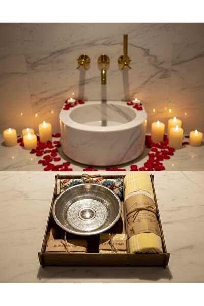 Bursa Home Ahşap Kutulu Hamam Seti & Çeyizlik & Hediyelik (Sabun , İpek Kese ...