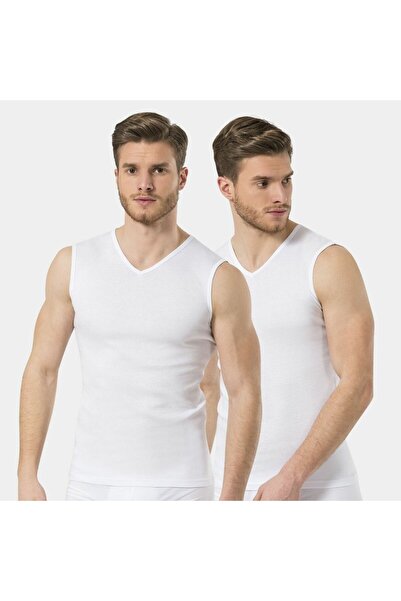 TÜREN Türen Men's Sports V-Neck Undershirt (2-Pack) 158/White