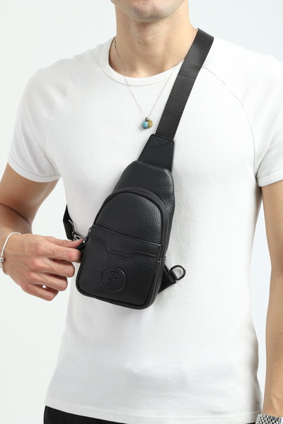 en deri Erkek Suya Dayanıklı Cüzdan Bölmeli Kulaklık Çıkışlı Omuz Çantası Çap...