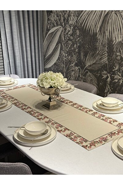 Heriya 40X140 cm Linen Rosa Patterned Runner