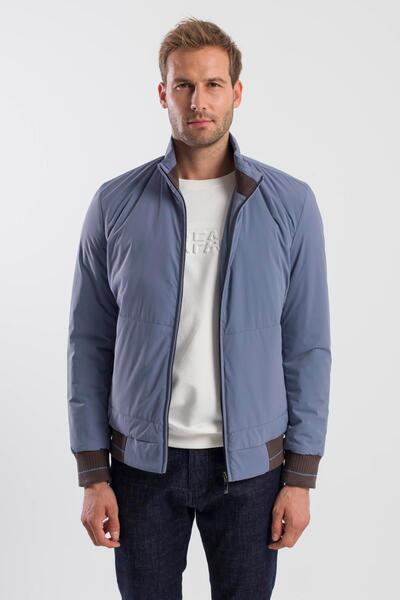 Jakamen Mavi Comfort Fit Dik Yaka Mont