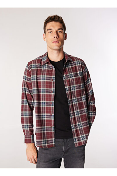 Lee Cooper Regular Fit Bordo Erkek Gömlek 251 LCM 241013 PHIL BORDO EKOSE