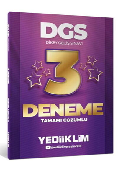 Yediiklim Yayınları 2026 DGS Tamamı Çözümlü 3 Yıldız Deneme Dikey Geçiş Sınavı