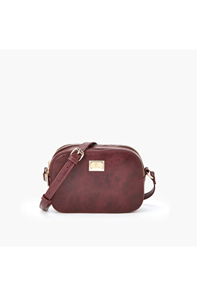 Flora Bella by Shoexpress Solid Crossbody Bag with Adjustable Strap and Zip Closure W 14 x H7 x D 21 cm