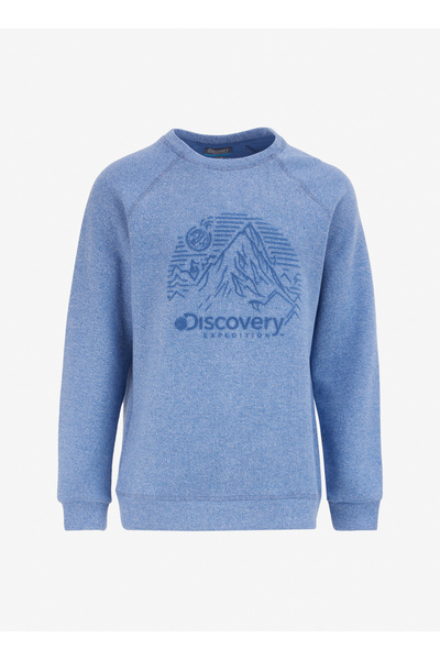 Discovery Expedition Mavi Erkek Bisiklet Yaka Relaxed Fit Baskılı Sweatshirt D4WM-SWT3281
