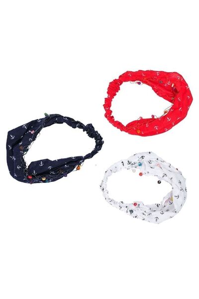 BERG - Parachute Buckle Elastic Hair Clip Elastic Beaded Red Patterned Headband