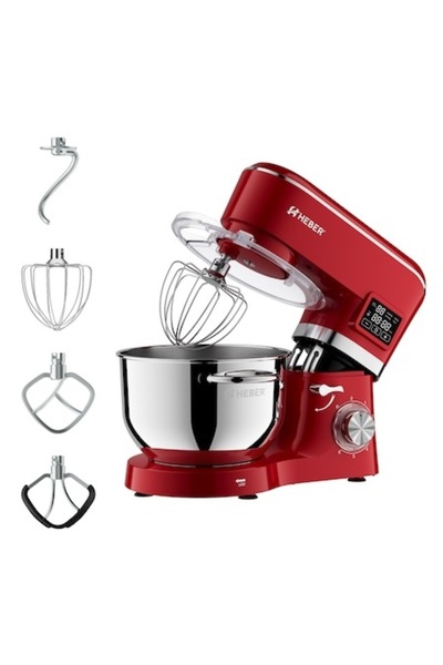 Heber Mixer with stainless steel bowl Heber® HBR-1503R, 2000 W, Digital Display, Timer, 6.2 L stainless s
